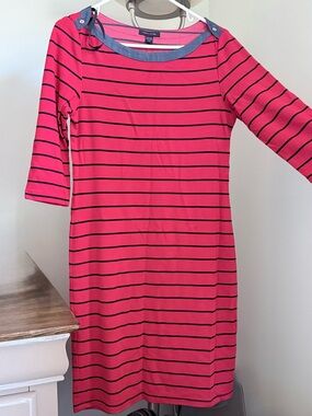 Tommy Hilfiger Red Stripe Boatneck Midi Dress